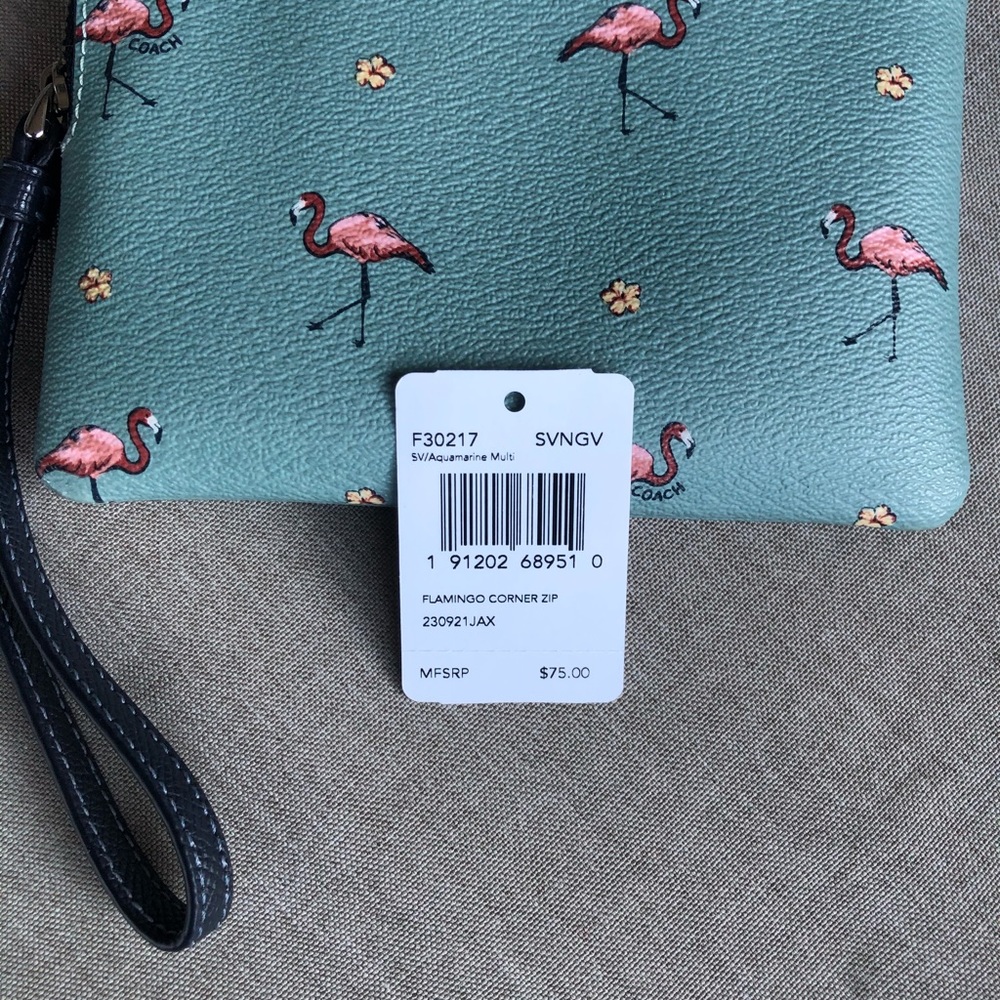 Coach Flamingo corner zip wristlet
